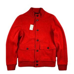 Caruso Red Button Front Wool Blend Cardigan Sweater Mens 40R NWT